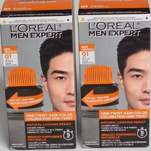 L'OREAL MEN EXPERT One Twist Hair Colour Shade 01 Jet Black BNIP LOT OF 2